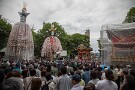 16 境内には雨に備えビニールがかけられた笠鉾、屋台が勢揃いです。特別公開は明日も行われます。ムービーもどうぞ。Canon EOS 5D Mark IV　Canon EF24〜105mmF4